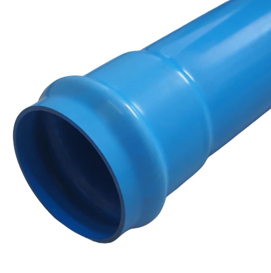 PVC-O-Rohr mit großem Durchmesser, blaue Muffe, Wasserversorgung, Herstellung von PVC-Rohren aus Kunststoff